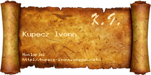 Kupecz Ivonn névjegykártya